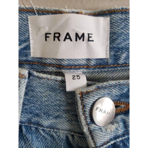 Frame Fringe Jeans Women's 25 Blue Light Wash Distressed Button Fly - Picture 2 of 10